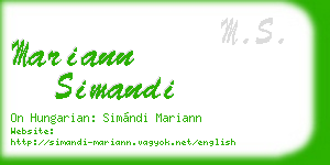 mariann simandi business card